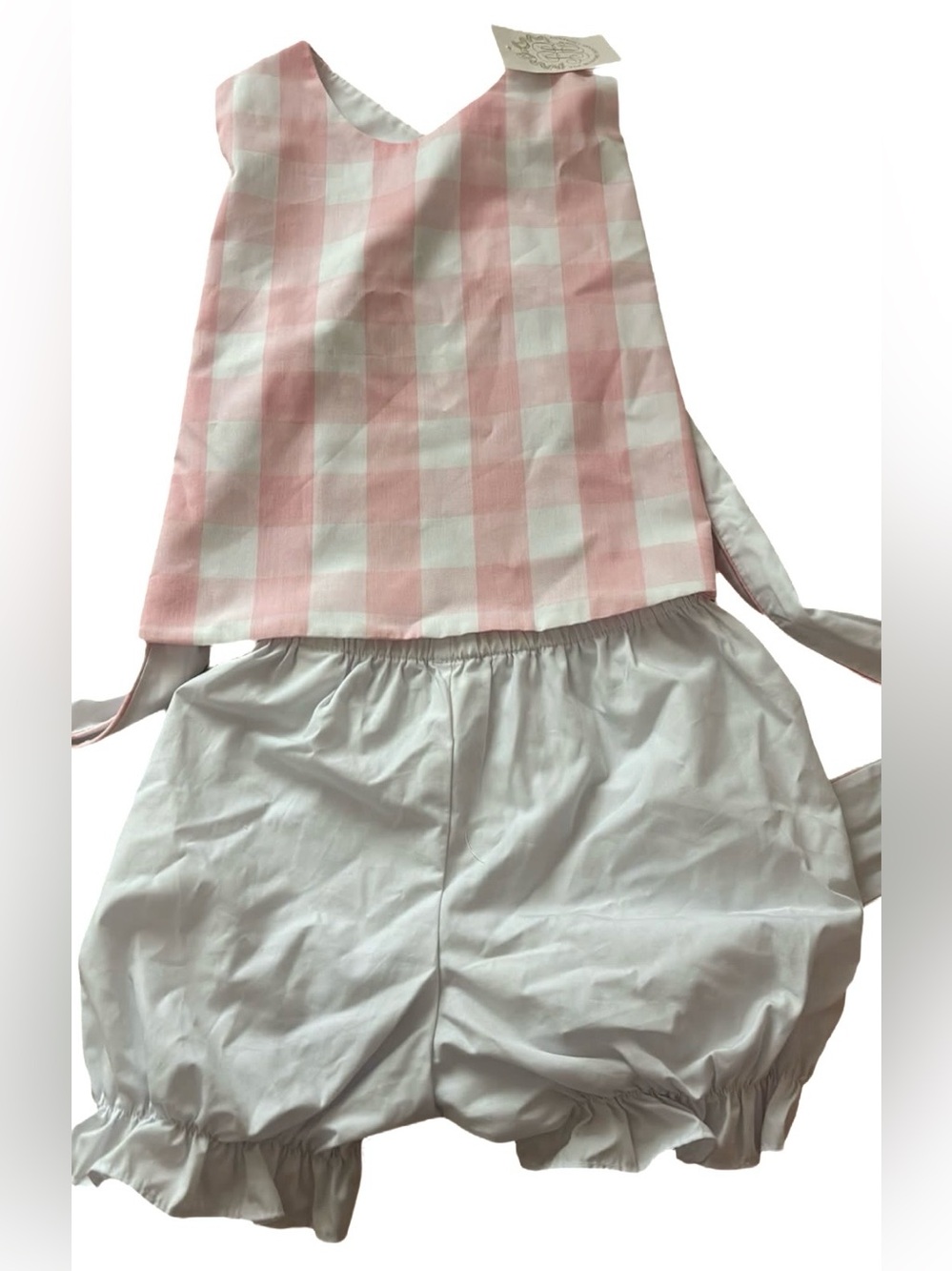 TBBC pink/white tie back bloomer set